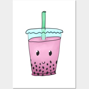 Cute Bubble Tea (Pink) Posters and Art